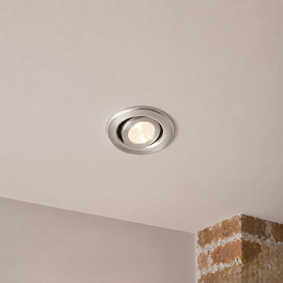 Soho Lighting Brushed Chrome Adjustable 3K Warm White Tiltable LED Downlights, Fire Rated, IP44, High CRI, Dimmable