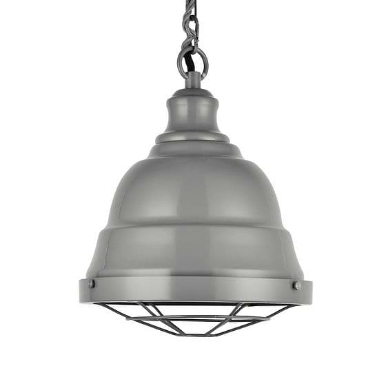 French Grey Vintage Cage Bell Landing Pendant Light - Ganton