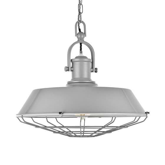 French Grey Cage Industrial Kitchen Island Pendant Light - Brewer Cage