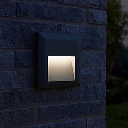 Saxby Severus Grey square indirect IP65 1.1W warm white Exterior Wall Light