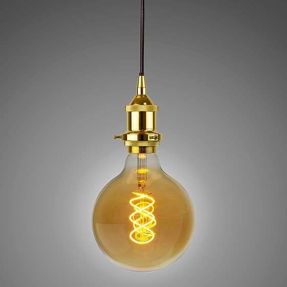 Soho Lighting Gold Decorative Bulb Holder with Black Round Cable