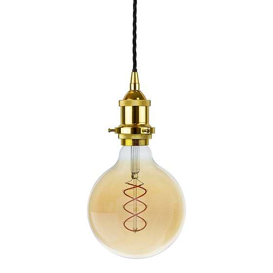 Soho Lighting Gold Decorative Bulb Holder with Black Twisted Cable