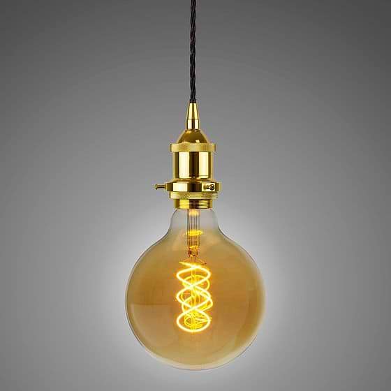 Soho Lighting Gold Decorative Bulb Holder with Black Twisted Cable