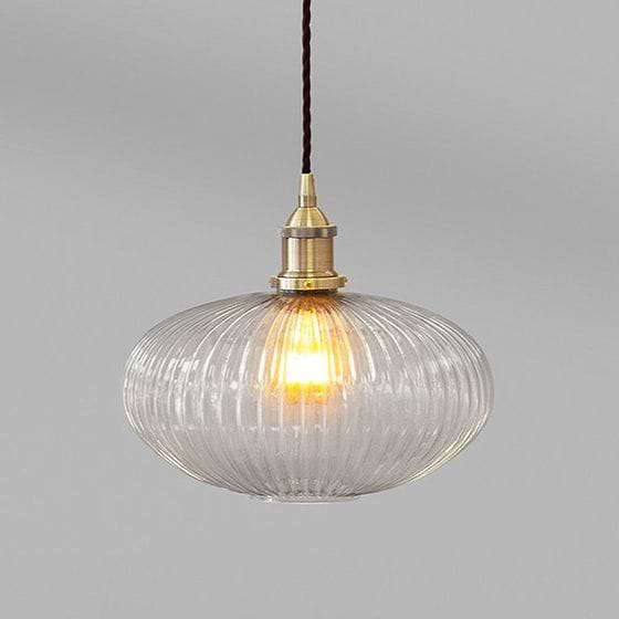 Ellipse Ribbed Glass Pendant Light