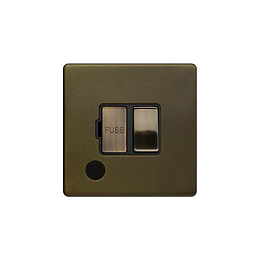 Soho Lighting Bronze 13A Switched Fuse Flex Outlet Black Inserts Screwless