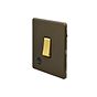 Soho Lighting Bronze & Brushed Brass 20A 1 Gang DP Switch Flex Outlet Black Inserts Screwless