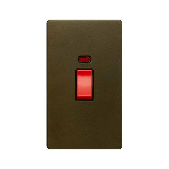 Soho Lighting Bronze 45A 1 Gang Double Pole Switch & Neon (Lrg Plate) Screwless