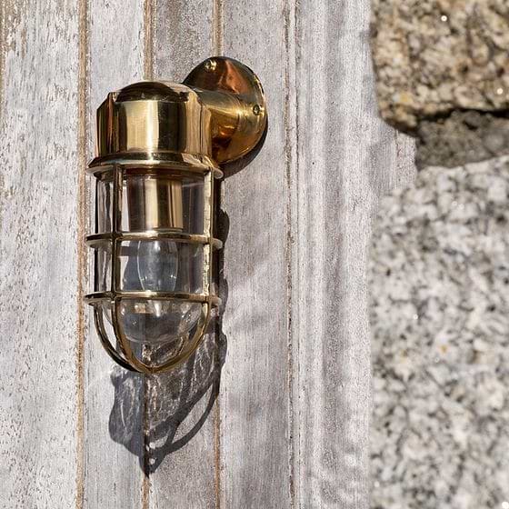Soho Lighting Kemp IP65 Outdoor & Bathroom Polished Solid Brass Wall Light