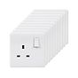 10 Pack - Lieber Silk White 13A 1 Gang DP Switched Socket - Curved Edge