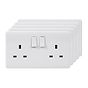 5 Pack - Lieber Silk White 13A 2 Gang DP Switched Socket - Curved Edge