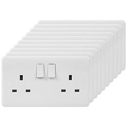 White Plastic 13A 2 Gang Socket
