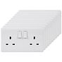 10 Pack - Lieber Silk White 13A 2 Gang DP Switched Socket - Curved Edge