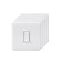 5 Pack - Lieber Silk White 1 Gang 2 Way 10A Light Switch - Curved Edge
