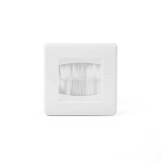 Lieber Silk White 1 Gang 2 Module Brush Plate - Curved Edge