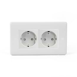 White Plastic 2 Gang Schuko Socket