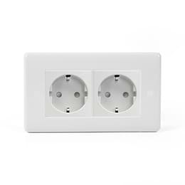 Lieber Silk White 2 Gang 16A European Schuko Socket - Curved Edge