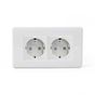 Lieber Silk White 2 Gang 16A European Schuko Socket - Curved Edge