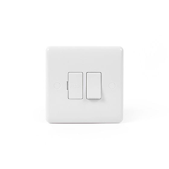 Lieber Silk White Fused Spur Switched 13A - Curved Edge