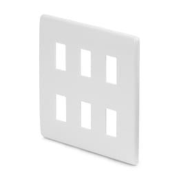 White 6 Gang Grid Plate