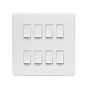 Lieber Silk White 8 Gang Grid Plate