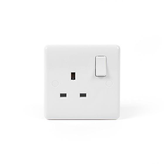 White Plastic 13A 1 Gang sockett
