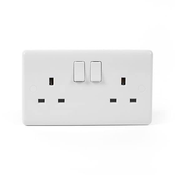 White Plastic Double Socket