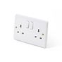 Lieber Silk White 13A 2 Gang DP Switched Socket - Curved Edge