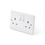 10 Pack - Lieber Silk White 13A 2 Gang DP Switched Socket - Curved Edge