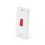 Lieber Silk White 45A 1 Gang Double Pole Switch Double Plate - Curved Edge