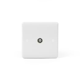 White Plastic 1 Gang TV Socket