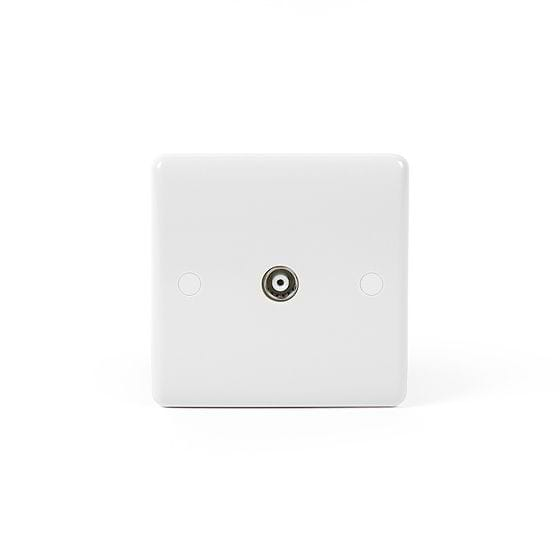 Lieber Silk White TV Coaxial Aerial Socket - Curved Edge