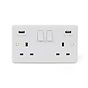 White Urea ST Range 13A 2 Gang USB Switched Socket