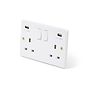 Lieber Silk White 3.1A 2 Gang Double USB Socket - Curved Edge