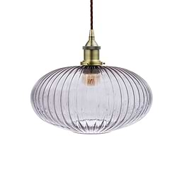 Ellipse Ribbed Smoked Glass Pendant Light