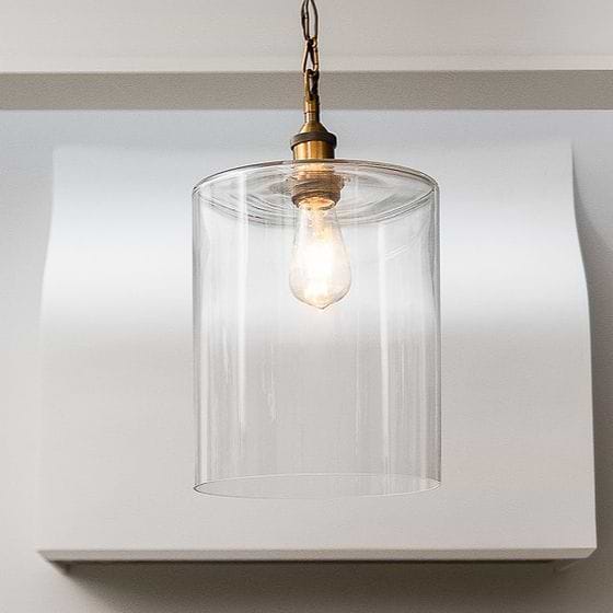 Grand Clear Large Glass Cylinder Pendant Light