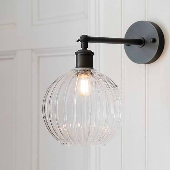 Henley Fluted Globe Glass Wall Light