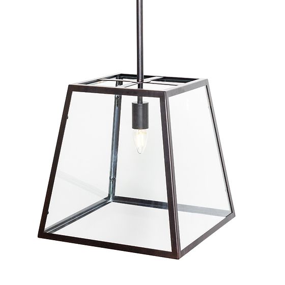 Geo Trapeze Metal and Glass Lantern Pendant Light - Ludlow Collection