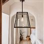 Large Geo Trapeze Metal and Glass Lantern Pendant Light - Ludlow Collection
