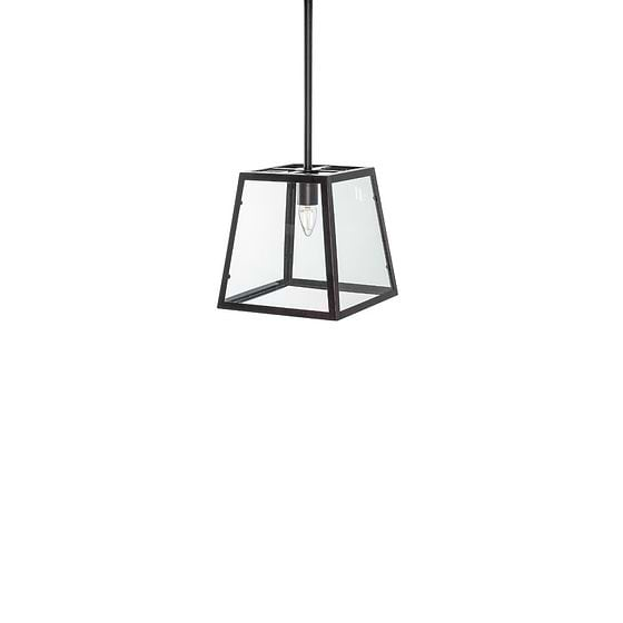 Small Geo Trapeze Metal and Glass Lantern Pendant Light - Ludlow Collection