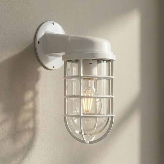 Broadwick Clay White IP44 Rated Nautical Bathroom Bulkhead Wall Light - Soho Lighting