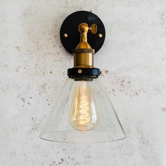 Romilly Clear Glass Funnel Wall Light - Soho Lighting