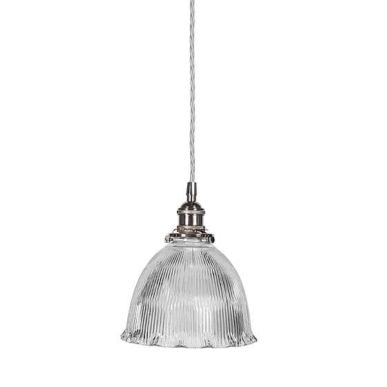 Soho Lighting D'Arblay Nickel Scalloped Prismatic Glass Dome French Style Stairwell Pendant Light