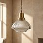 Soho Lighting Hollen Polished Brass Brimmed Dome Holophane Breakfast Bar Pendant Light