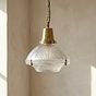Soho Lighting Hollen Polished Brass Brimmed Dome Holophane Breakfast Bar Pendant Light
