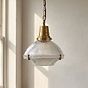 Soho Lighting Hollen Polished Brass Brimmed Dome Holophane Breakfast Bar Pendant Light