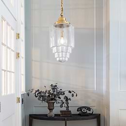 Soho Lighting Glasshouse Lacquered Brass Clear Pendant Light - The Schoolhouse Collection