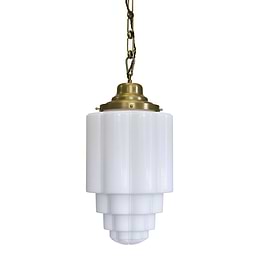 Soho Lighting Glasshouse Lacquered Brass Opal Art Deco Pendant Light - the Schoolhouse Collection