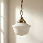 Soho Lighting Frith Brass Opaque Retro Glass Schoolhouse Stairwell Pendant Light
