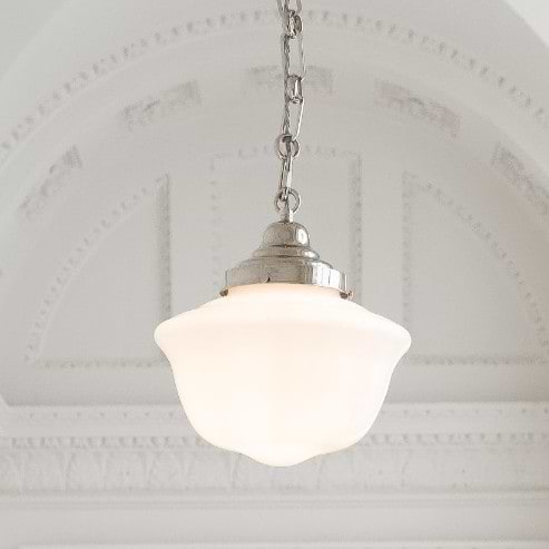 Soho Lighting Frith Nickel Opaque Schoolhouse Stairwell Pendant Light