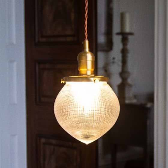 Soho Lighting Hollen Acorn Lacquered Antique Brass Prismatic Glass Arts and Crafts Style Pendant Light